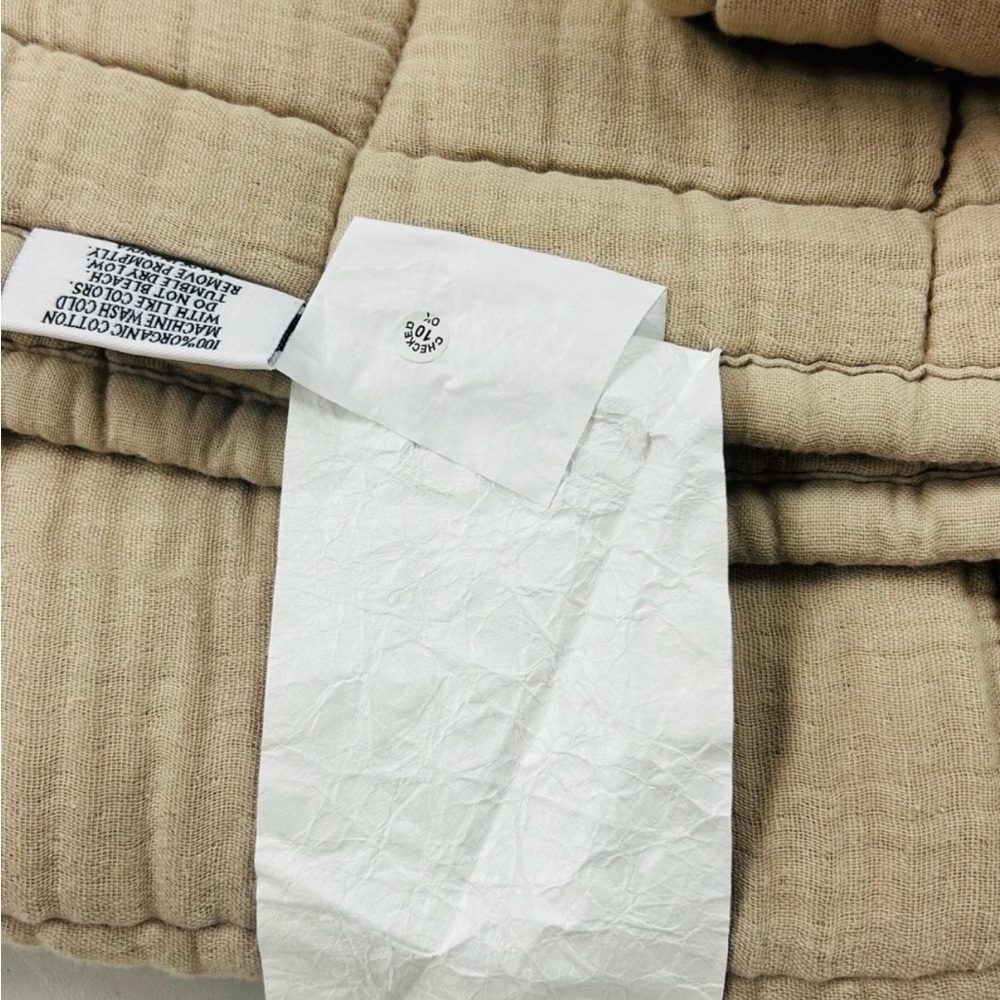 NWOT QUINCE Organic Airy Gauze Box Quilt Set King/Cal King Dune 8686 - Picture 6 of 7